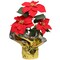 6-Pack Red Velvet Poinsettia Bush with 3 Silk Flowers in Gold Foil Pot - Lifelike Holiday Decor | Elegant Centerpiece for Tabletop & Mantel | Perfect Festive Christmas Accent - 2024 Christmas Collection, Floral Home by Artificial Flowers